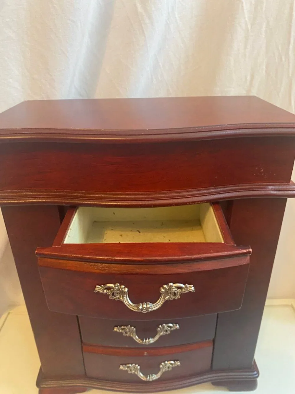 Vintage Croft & Barrow Wooden Jewelry Armoire JX2502 Mirror 4 Drawers